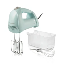 Hamilton Beach 6 Speed Hand Mixer with Quickburst, Includes Snap-On Case, 3 Atta