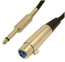 15Ft XLR 3P Female to 1/4inchinch TS MONO Male Microphone Cable