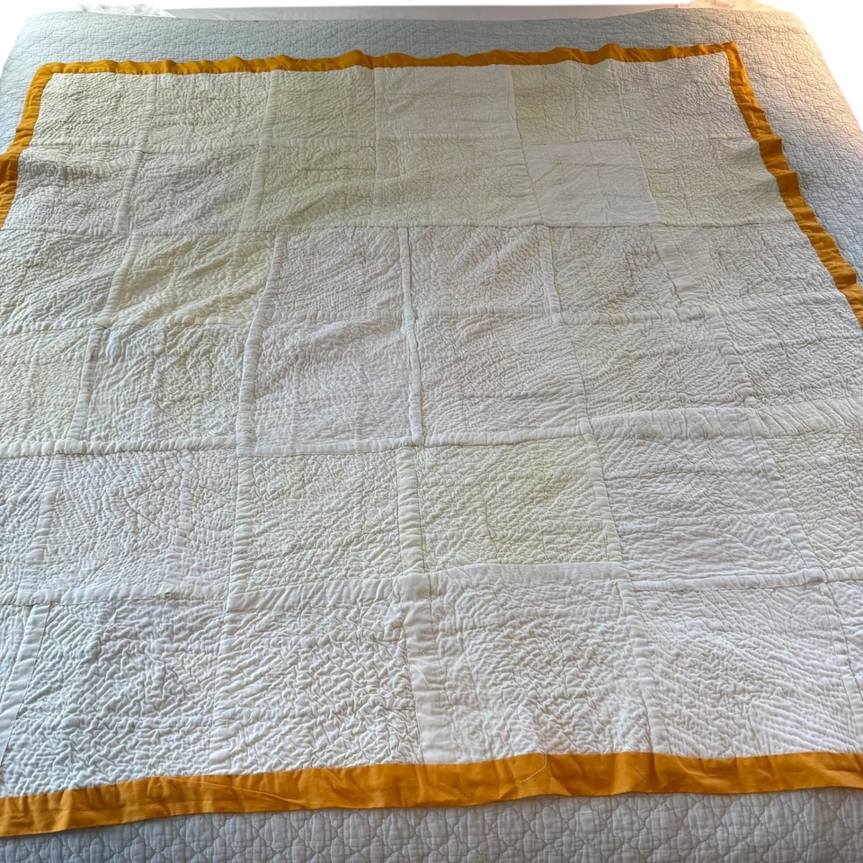 Винтажный ручной работы лоскутное одеяло Starburst медвежий коготь узор цветной 1970-х ретро 64 x 65 - Изображение 2 из 4