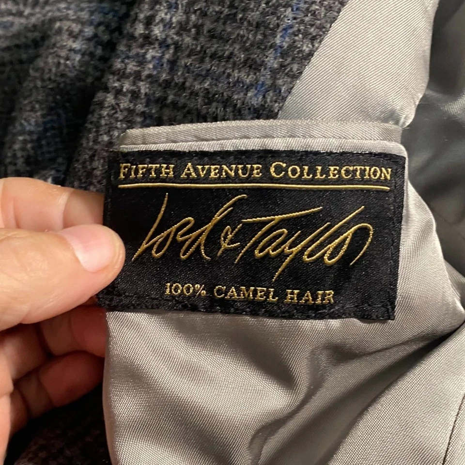 Lord & Taylor Fifth Avenue Collection Mens Blazer Jacket 40R Camel Hair Plaid  - Image 3 of 4
