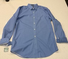 Banana Republic Mens L Non Iron Tailored Slim Fit Dress Shirt Blue White