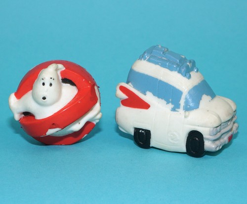 THE REAL GHOSTBUSTERS SPITBALLS SET ECTO LOGO SLIMER STAY PUFT 1986 LJN TOYS - Foto 2 di 5
