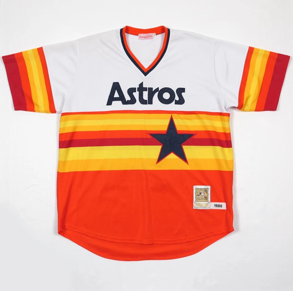 Houston Astros Nolan Ryan SEWN Mitchell & Ness Jersey Men's 2XL Sunrise Stripe - Image 3 of 4