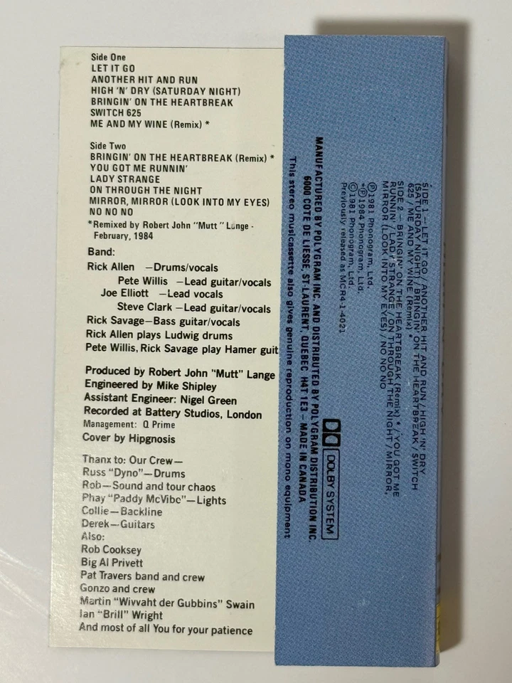 Def Leppard - High 'N' Dry - Cassette Tape - Image 4 of 4