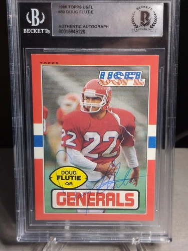 1985 Topps USFL Doug Flutie Signed Rookie Card #80 BAS Auto