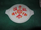 1970 Pyrex Lid White with Friendship birds. 8 3/4" diameter  25 C10