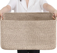 75L Blanket Basket, Large Woven Baskets for 22 x 17 x 11.5 75L , Brown