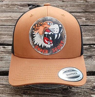 Truckercap mit handgemaltem Patch Cap Tiger Biker Cafe Racer Baseballcap