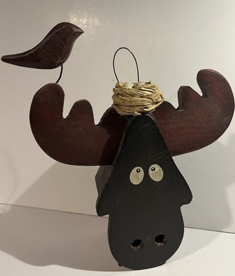 Holiday Moose & Bird+ Nest Ornament, 7 x6 x2.5 , Country Style, Cute!