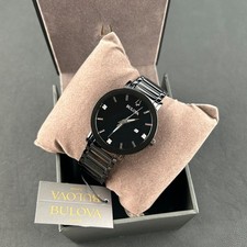 Bulova Modern Futuro 98D144 Men's Quartz Calendar Black Stainless Steel Watch 