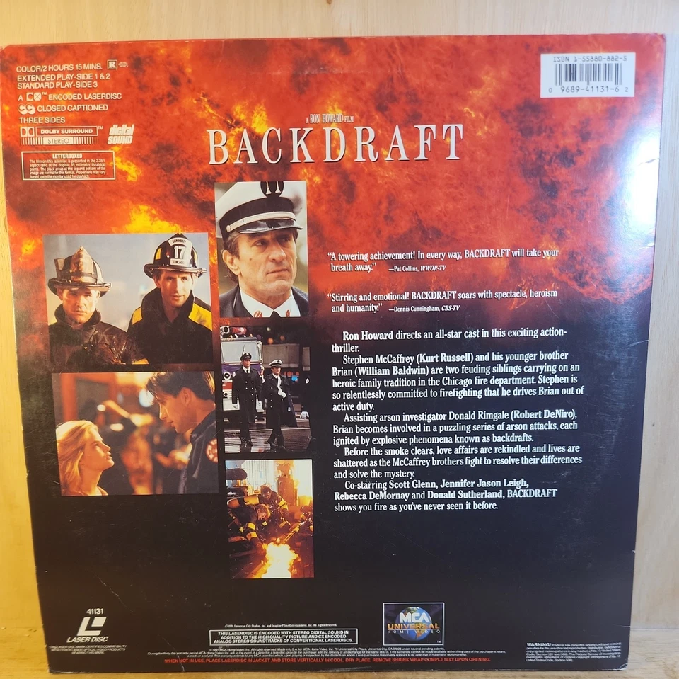 Backdraft Laserdisc 1991 LD 2-Disc  Kurt Russell William Baldwin  - Image 2 of 2