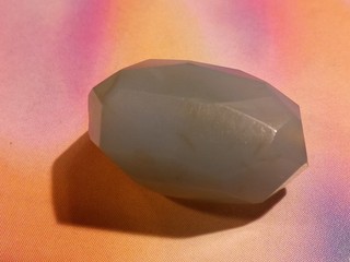 ANTIQUE NATURAL BLUE CHALCEDONY AGATE FACETED NECKLACE BEAD 18.9 13 MM