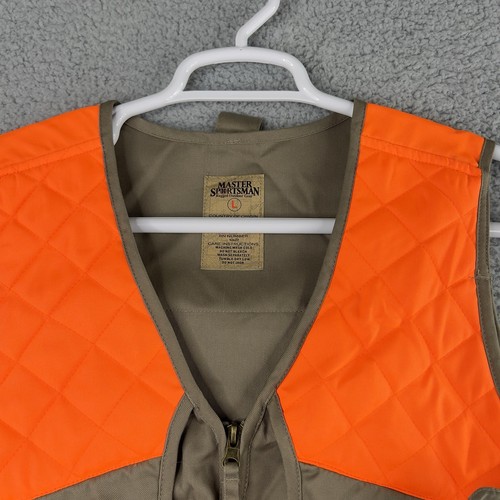 Master Sportsman Hunting Vest Mens Large Orange Full Zip Cotton Outdoors Rugged - Picture 2 of 12