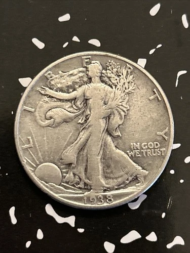 1938 D Silver Walking Liberty Half Dollar - Fine/Very Fine Condition-Low Mintage