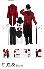 Victorian Gentleman Costume Steampunk 8 PC Vamp Cosplay XL Halloween Exquisite