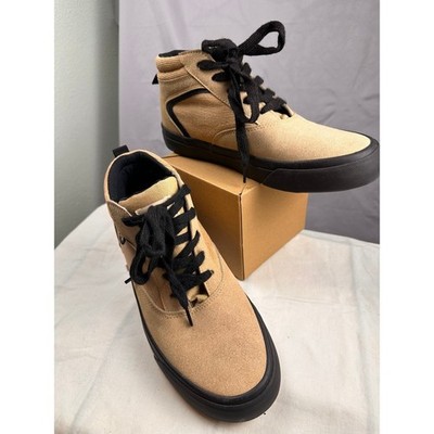 Airwalk Boys Mid Top Sneakers Tan Corduroy Black Lace Up Shoes Size 6