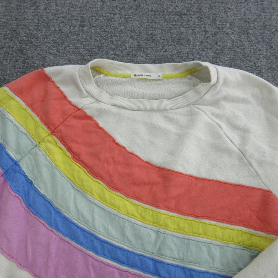 Marine Layer Sweatshirt Womens Small Rainbow Stripe Crewneck Raglan Pullover - Image 2 of 4