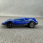 Vintage 1969 Hot Wheels Redline Buzz Off Blue Stripe Hong Kong Metal Base