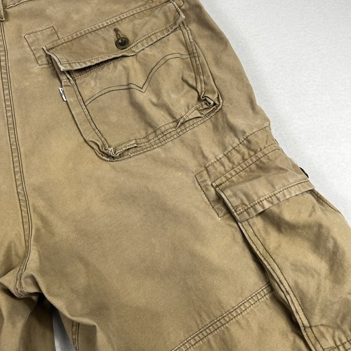 Levis Shorts Tan Cargo Pockets White Tab Cotton Casual Outdoor Mens Size 38 - Picture 5 of 16