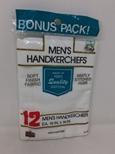 Kmart 12pk Handkerchiefs White MADE IN USA 100% cotton 16x16 inches RN13960