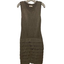 Calvin Klein Grey Sleeveless Drop Waist Stretch Knit Dress Size Small