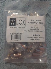 W Box BNC Male Crimp on Plug, OE-BNCCRIMPT RG-58,59,6 PVC/PLENUM 10 Pack