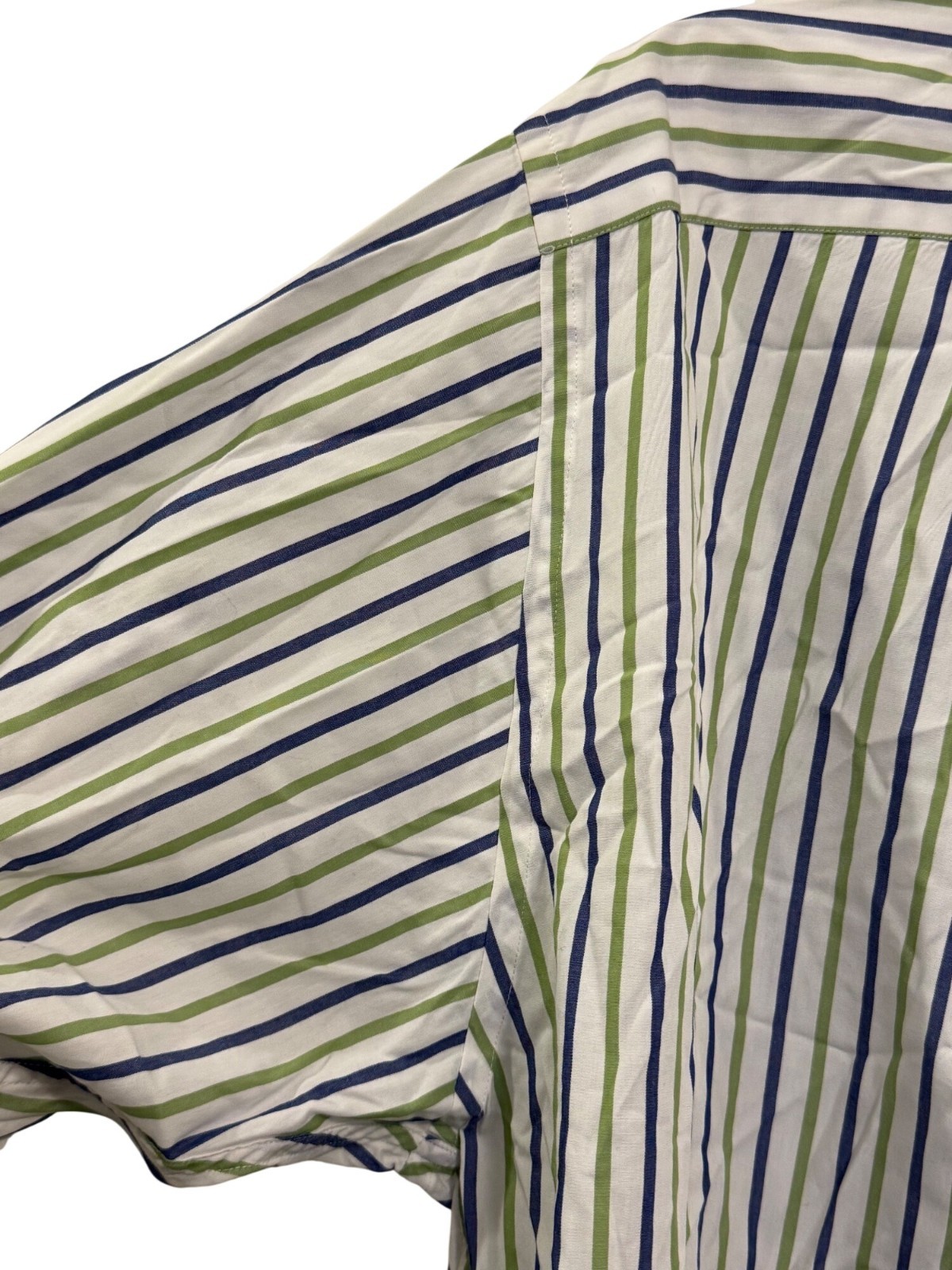Michael Kors Mens XL Button-Down Shirt Blue & Green Striped 100% Cotton thumbnail 8