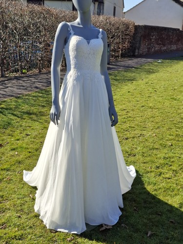 Wed2b Heidi Hudson Wedding Dress Size 10 Lace Detail Spaghetti Strap KY9D47