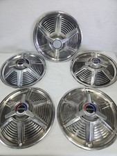 Set Of 5 1965 Ford Mustang 14inch Stainless Steel Spinner Hub Caps Oem Fomoco