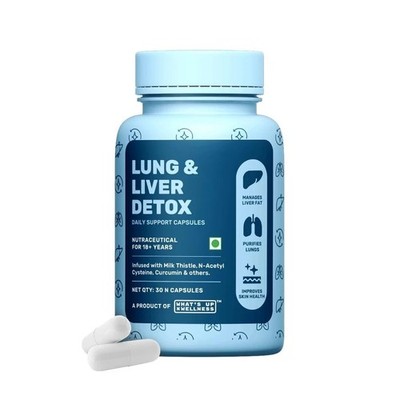 What's Up Wellness Lunge & Liver Detox Supplement für Fettleber, 30 Kapseln
