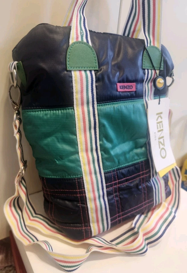 NWT Kenzo Kids Multi-Color Zip Top Nylon Tote Bag Made in France - Image 3 of 4