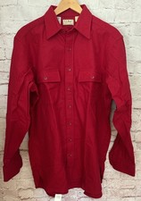 Vintage LL Bean Shirt Mens 17 tall (chest 52) Chamois Cloth Flannel Red USA Made