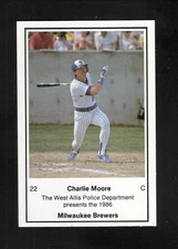 Charlie Moore--Milwaukee Brewers--1986 Police Baseball Card