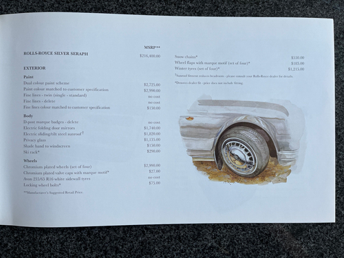 ROLLS ROYCE ORIGINAL SILVER SERAPH COMMISSIONING GUIDE BROCHURE 1999 USA EDITION - Picture 2 of 6