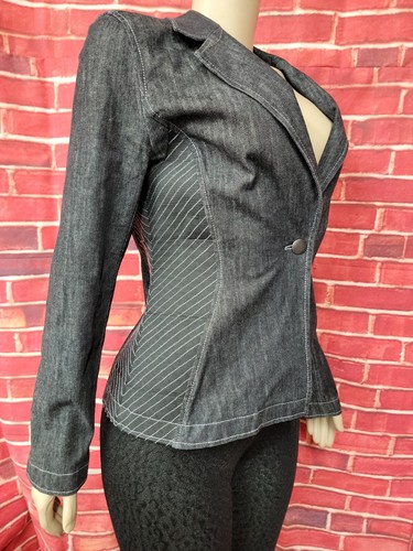 THE LOOK JEANIUS Randolph Duke Jeans Black Jacket Blazer Sz 8 #F - Picture 7 of 8
