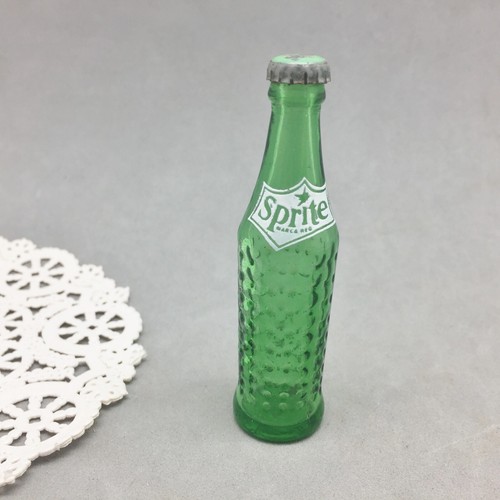 Miniature Sprite Soda Bottle Metal Cap " Glass Green Vintage AG Doll Size Toy
