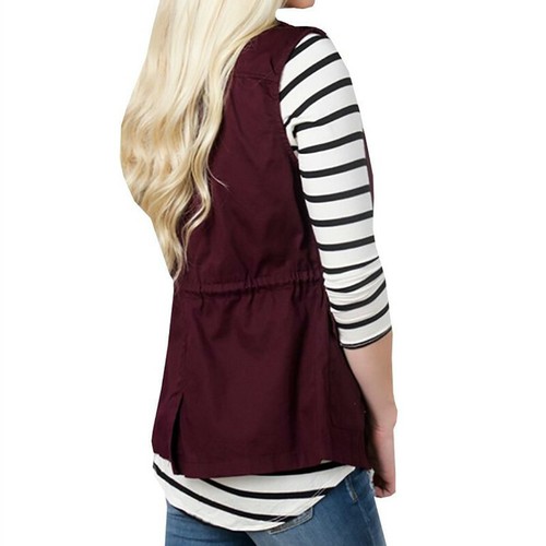 Women Cargo Vest Waistcoat Coat Jacket Top Military Sleeveless Outdoor Pockets - Picture 10 of 17