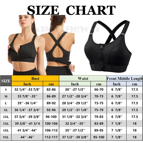 Damen Frontreißverschluss Sport Tank BH bequem & hautfreundlich Racerback Alltag - Bild 22 von 43