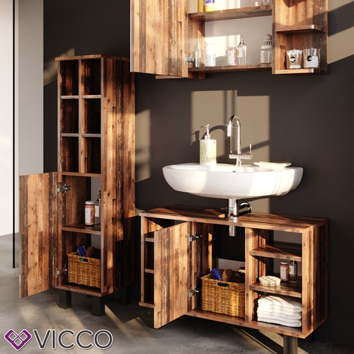 3 pces, armoire de toilette, meuble sous-vasque, placard, Vicco Fynn - Bild 5 von 7
