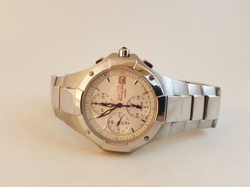 Seiko Chronograph Uhr 100m Saphir Krone & Kristall 10 Bar Japan Movt 7T62 - Bild 4 von 13