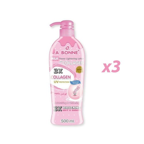 3x500ml Lotion Collagen A Bonne Milk Power Whitening White UV Moisturizer Body - Picture 8 of 8