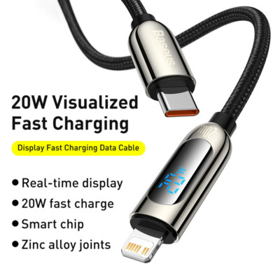 Baseus PD 20W Digital Display USB C Fast Charging Cable For iPhone 14 13 12 11 X