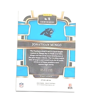 ミンゴ出品 2023 Panini Select Blue Concourse /199 Jonathan Mingo RC (PANTHERS