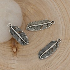 Feather Charms Tibetan Silver 26 x 9 mm Double Sided US Seller 653