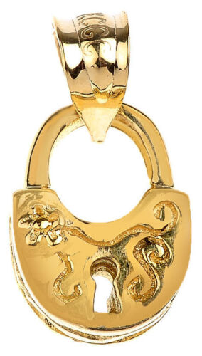 Heart Lock Charm Solid Gold Pendant - Imagen 1 de 1