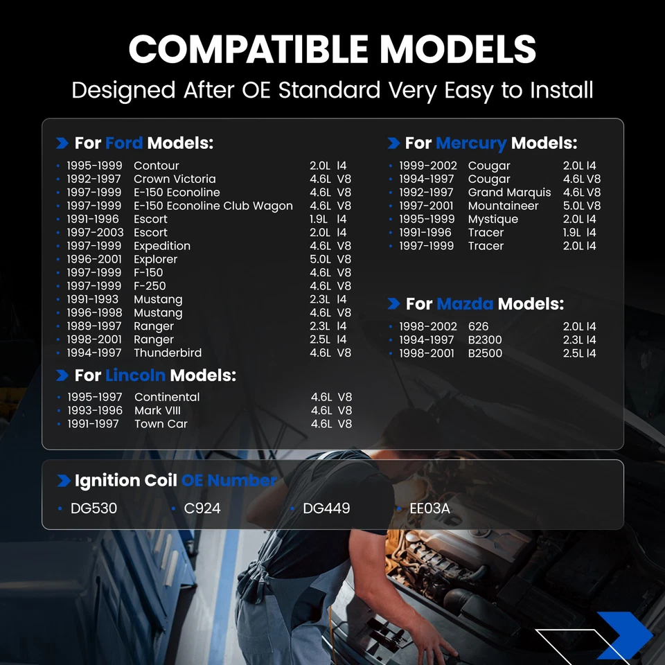 Set of 2 Ignition Bobinas Packs DG530 DG449 For 1998-2002 Mazda 626 2.0L l4 Foto 3 de 4