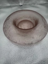 1930s Pink Depression Etched Glass Console Bowl Grape Pattern ***FREE SHIP***