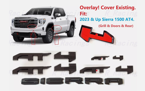 OVERLAY 4PC Gloss Black DENALI Sierra Emblem 2019-2024 GMC Sierra - Foto 8
