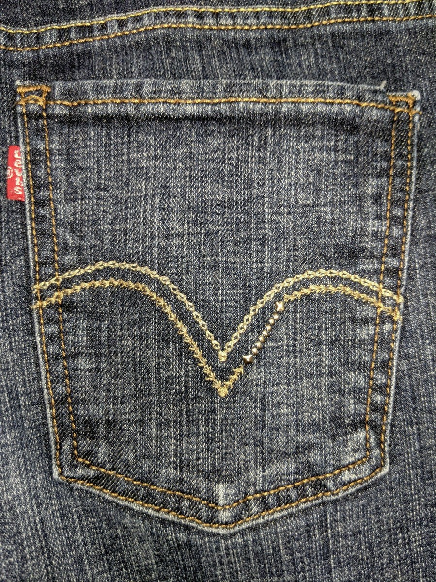 576) LEVI LEVI'S 515 BOOT CUT JEANS DARK BLUE SIZE 12 S/C 34x29