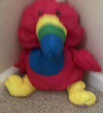 Vintage Fisher Price 1987 Pink Toucan Parrot Bird Puffalump Plush Stuff Toy 15"